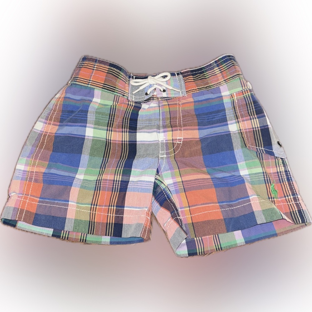Polo Ralph Lauren Baby Toddler Plaid Colorful Swim Trunks Board Shorts 2T Beach